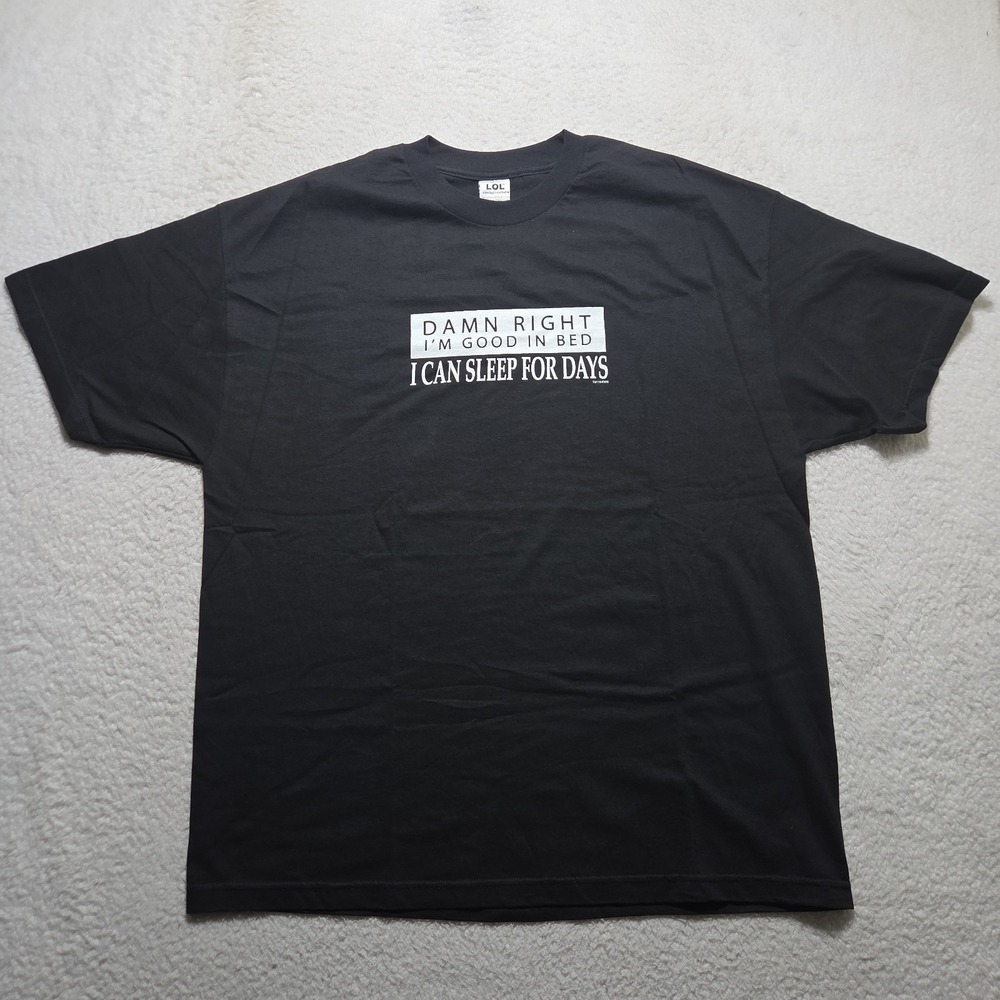 Y2K LOL T Shirt Factory Funny Quote Men's Size XXL Black‎